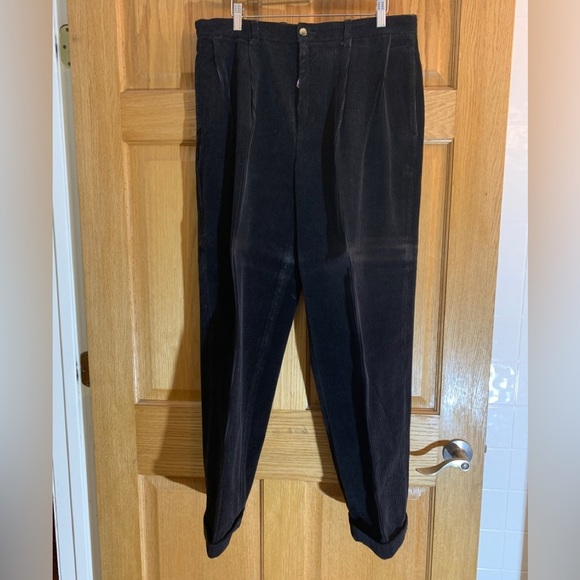 Vintage Nautica Black Pleated Cuffed Classic Fit Corduroy Pants Rigger 34x30 Y2K - Picture 1 of 9